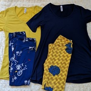 LuLaRoe Perfect and Classic Tee and 2 OS Leggings